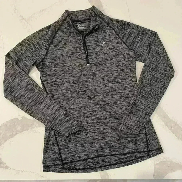 Old Navy Active Quarter Zip Gray Top Thumb Hole Semi Fitted Women’s Size Medium - Picture 1 of 6
